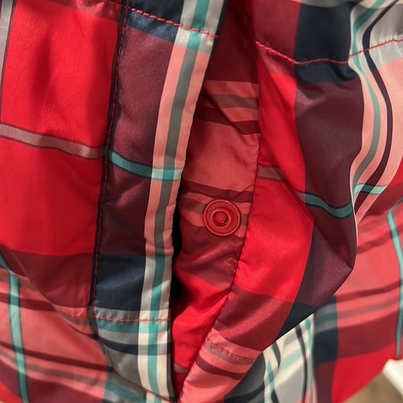 Lands’ End Red and Blue Plaid Down Puffer Vest Size L/P 14-16 - Picture 5 of 8